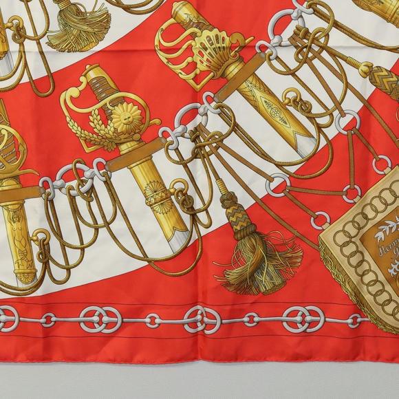 HERMES Carre 90 Scarf ""Cliquetis "" Silk Red Auth KD223 - Picture 9 of 14